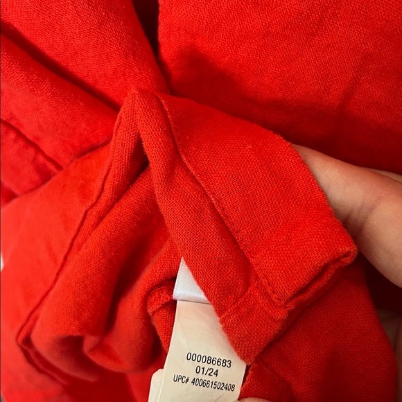 Croft & Barrow Embroidered Splitneck Linen Blend Dress Lava Flames Orange Size M - Picture 5 of 6